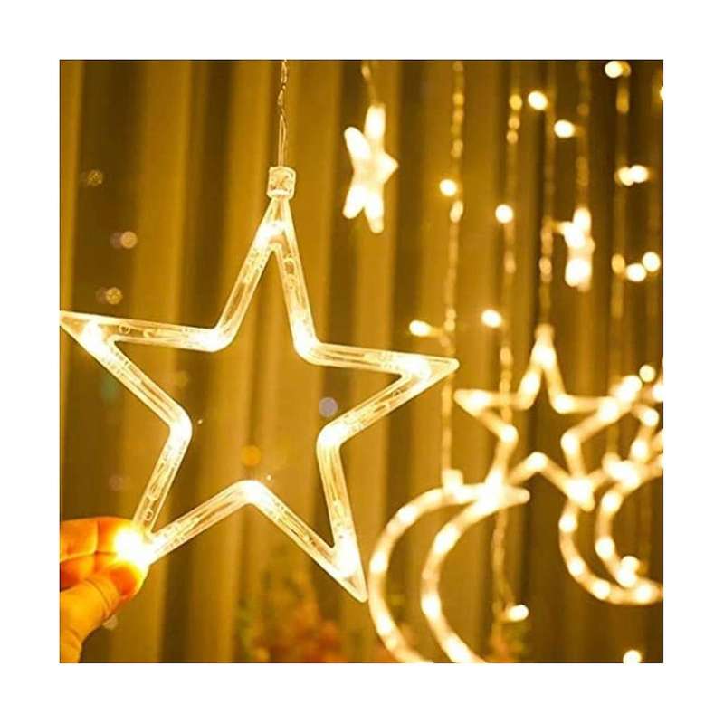 3.5m Decorative Starry String Curtain Ramadan Lights Moons and Stars Led Night Light for Ramadan Pa