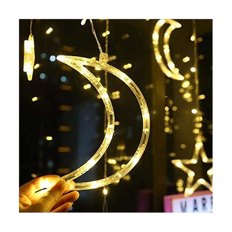 3.5m Decorative Starry String Curtain Ramadan Lights Moons and Stars Led Night Light for Ramadan Pa