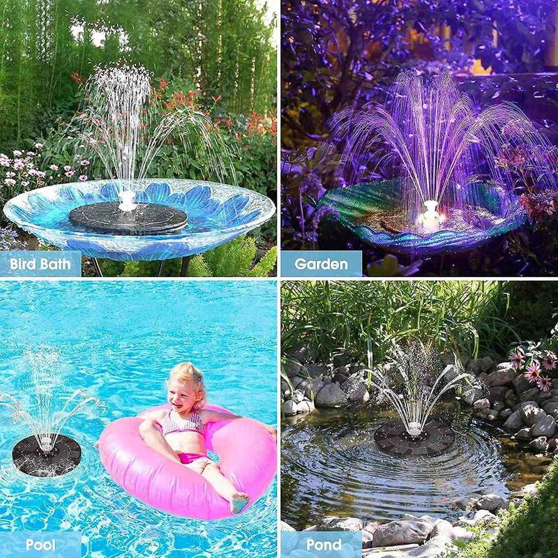 3.5W LED Solar Fountain for Birdbath, Solar Water Fountains with 6 Nozzles, Solar Powered Fountain P