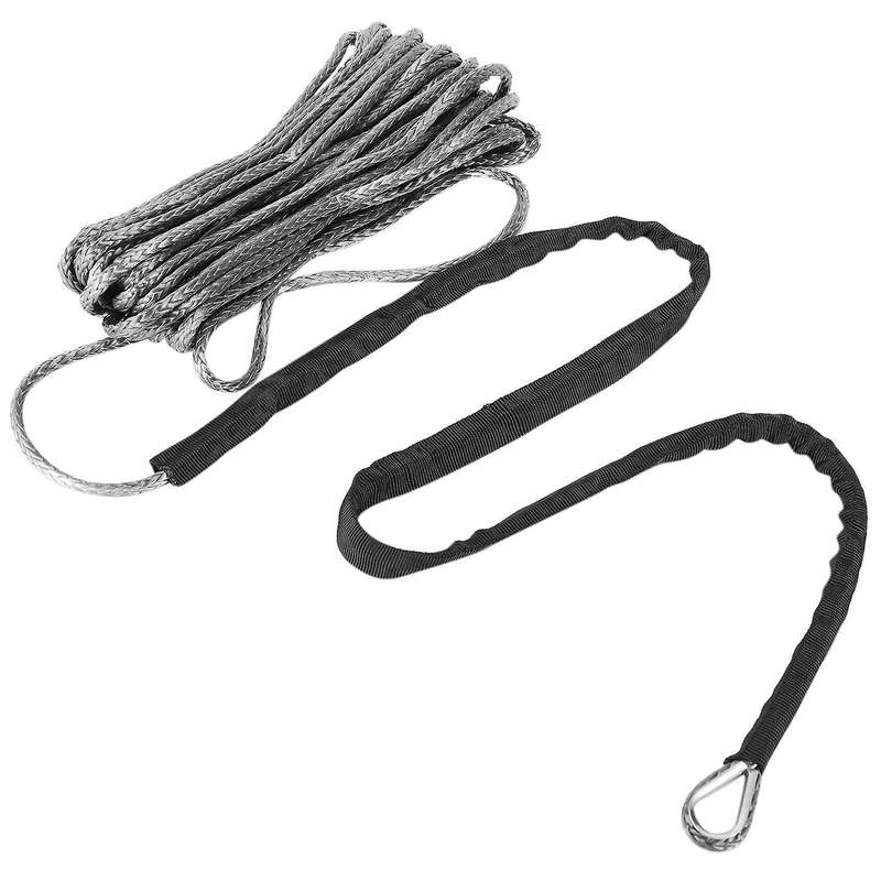 3/16 inch x 50 inch 7700LBs Synthetic Winch Line Cable Rope with Protecing Sleeve for ATV UTV (Grey
