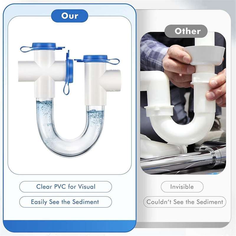 3/4 Inch Condensate Collector, PVC U-Shaped Collector for HVAC Air Conditioners, Effectively Drains