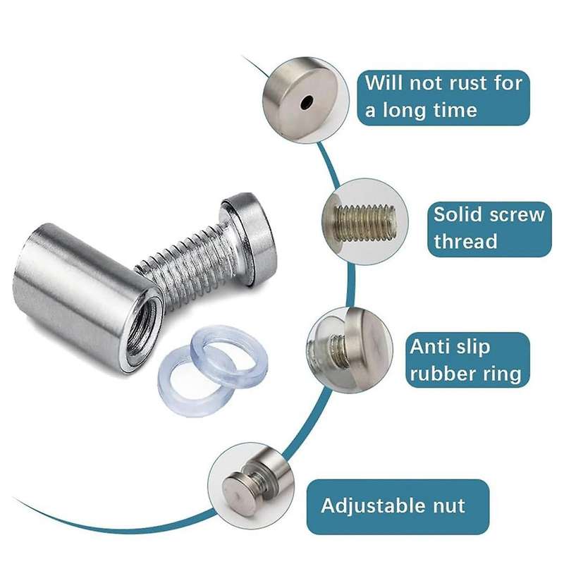 3/4 Dia X 1Inch(19x25mm) Standoff Screws Wall Mount Sign Holders Acrylic Glass Nails 8PCS