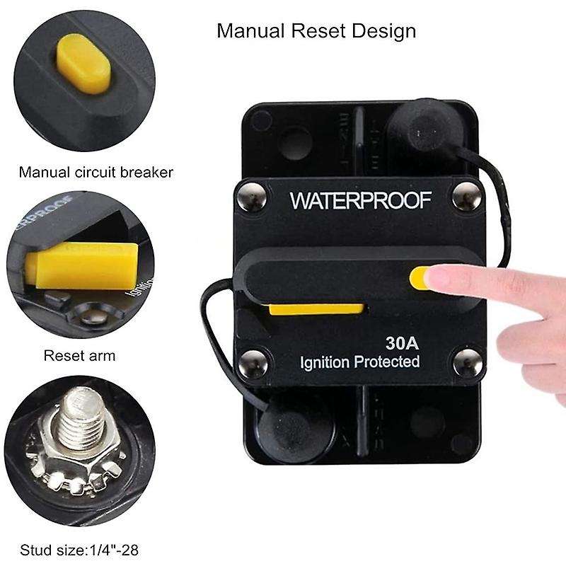 30 Amp Circuit Breaker 12V- 48V DC Manual Reset for Trolling Motor Rv Marine Boat Vehicles System Pr