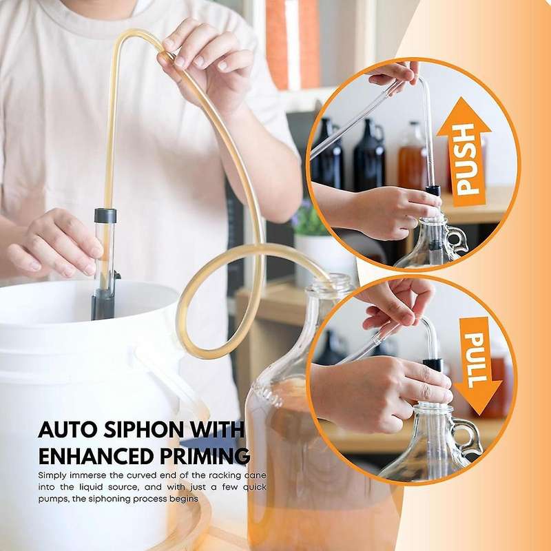 3/8In Auto Siphon with Clamp 6.5' Ft Hose Bottling Siphoning Kit with Food Grade Free Plastic Tubing