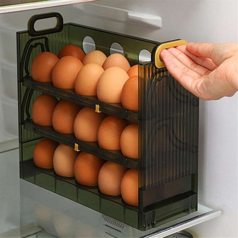 30 Grids Egg Storage Box Egg Case Holder Large Capacity Egg Tray Organizer with Handle Egg Container