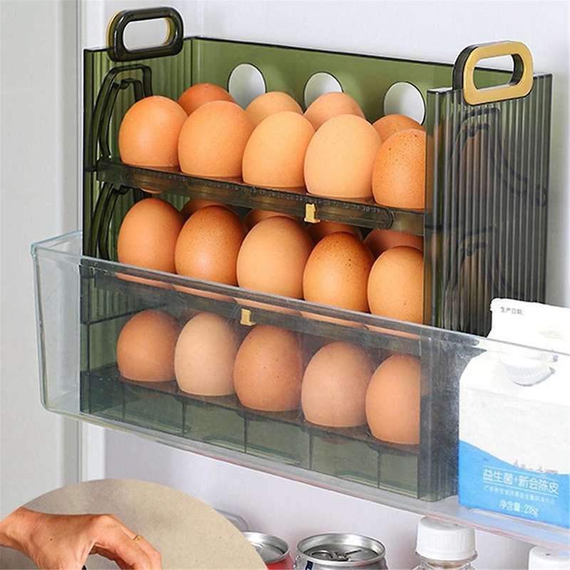 30 Grids Egg Storage Box Egg Case Holder Large Capacity Egg Tray Organizer with Handle Egg Container