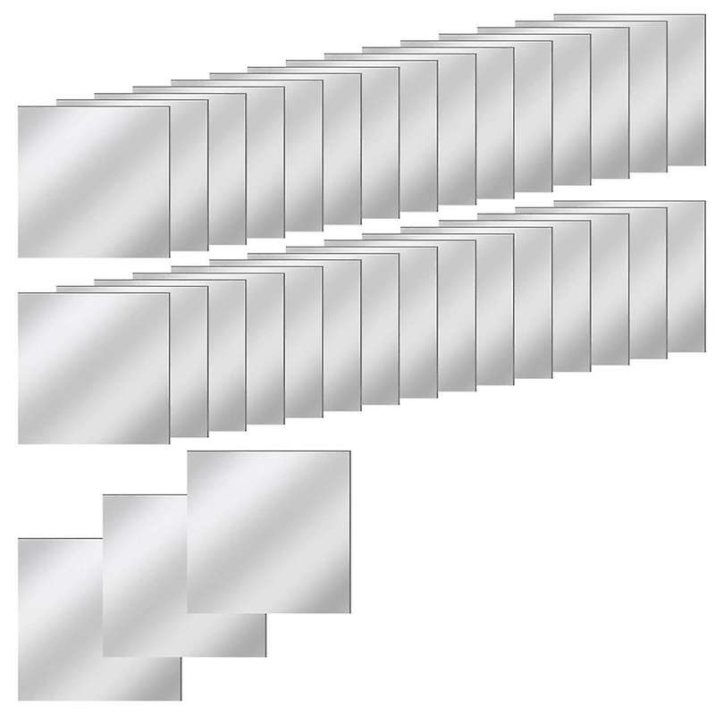 30 PCS Acrylic Mini Mirror Tiles Self Adhesive, 3 Inches Square High-Definition Tiny Mirror Tiles fo