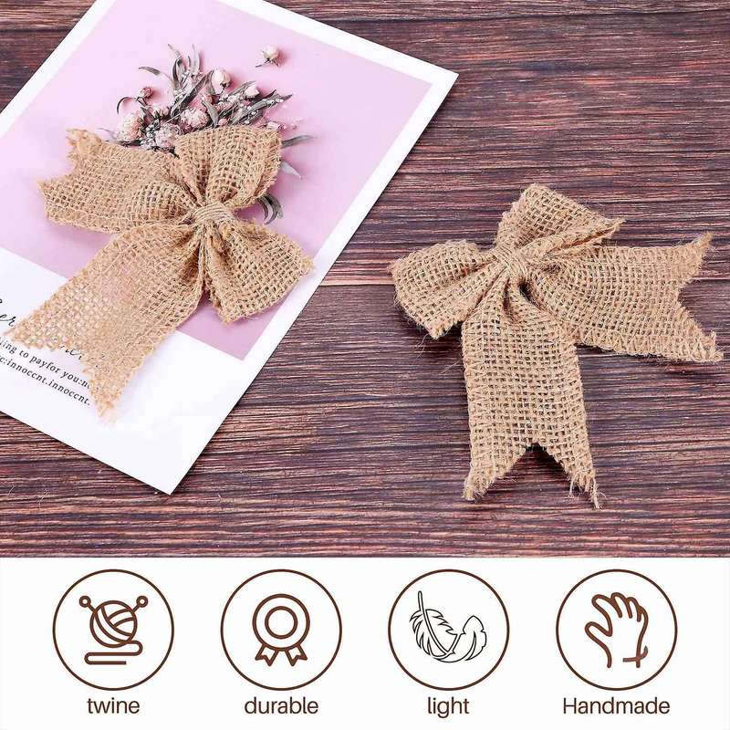 30 Pcs Burlap Bows Burlap Bow Knot Handmade Burlap for Christmas Decorate Tree Festival Holiday Part