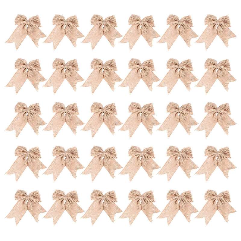 30 Pcs Burlap Bows Burlap Bow Knot Handmade Burlap for Christmas Decorate Tree Festival Holiday Part