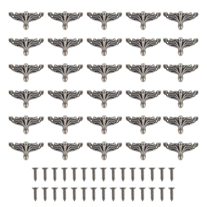 30 Pcs Antique Jewelry Box Feet Leg Wood Case Corner Protector Decorative Furniture Legs for Diy Je