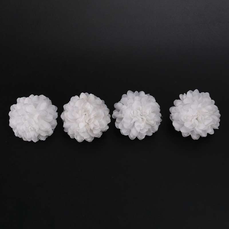 30 Pcs Carnations Craft Artificial Flower Silk Spherical Heads Wedding Decor White