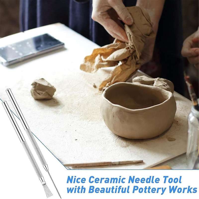 30 Pcs Clay Ceramic Needle Tools and Pottery Feather Wire Texture Tool, Pottery Sculpture Detail Too