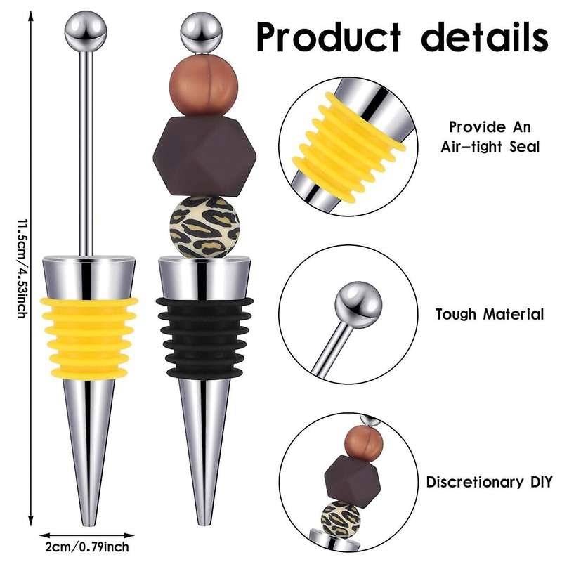 30 Pcs Beadable Wine Stoppers for Wine Bottles Decorative Beaded Wine Bottle Stopper for Beverage Gi