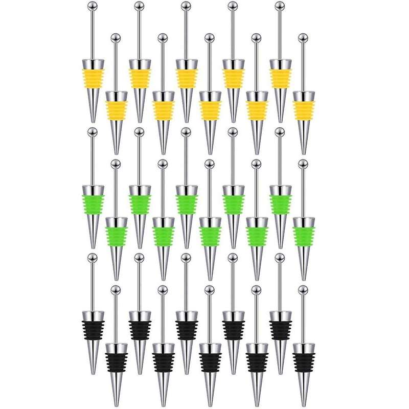 30 Pcs Beadable Wine Stoppers for Wine Bottles Decorative Beaded Wine Bottle Stopper for Beverage Gi