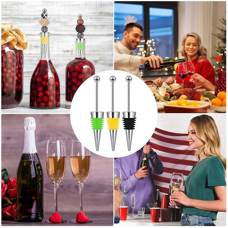 30 Pcs Beadable Wine Stoppers for Wine Bottles Decorative Beaded Wine Bottle Stopper for Beverage Gi