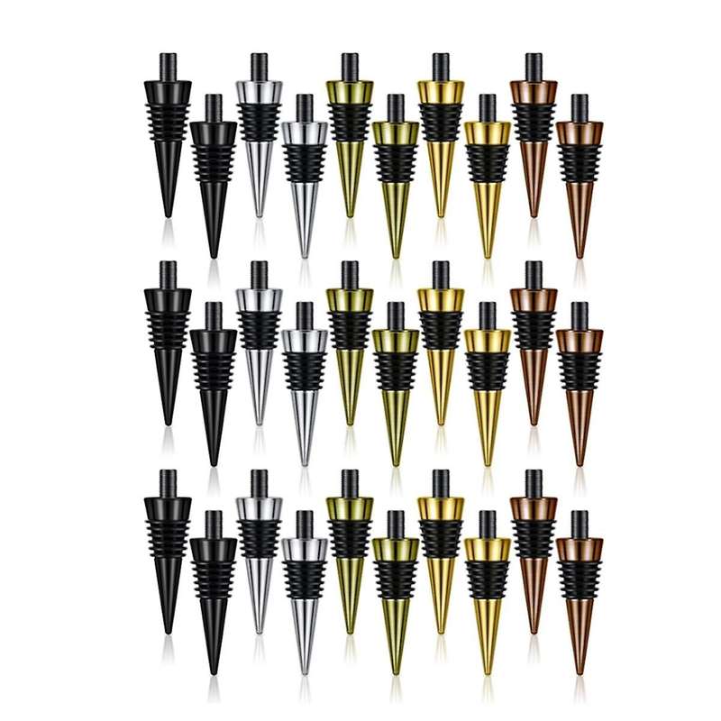 30 Pieces Blank Bottle Stopper with Threaded Post Metal Wine Stopper Inserts Set Hardware for Wood T