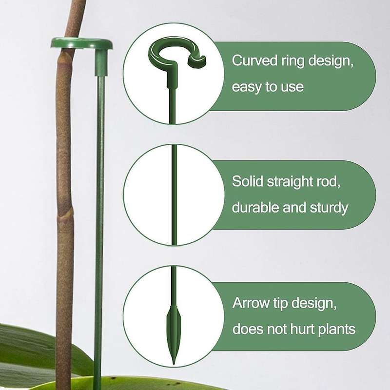 30 Pcs Plant Support Stakes with 30 Pcs Plant Clips Garden Floral Flower Support Single Stem Suppor