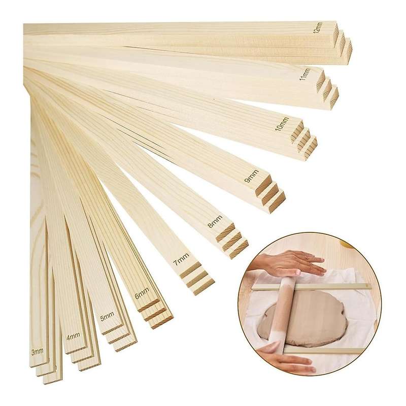 30 Piece Pottery Teaching Rolling Clay Sticks Wooden Clay Roller Guide Clay Tools Wooden Rolling Pin