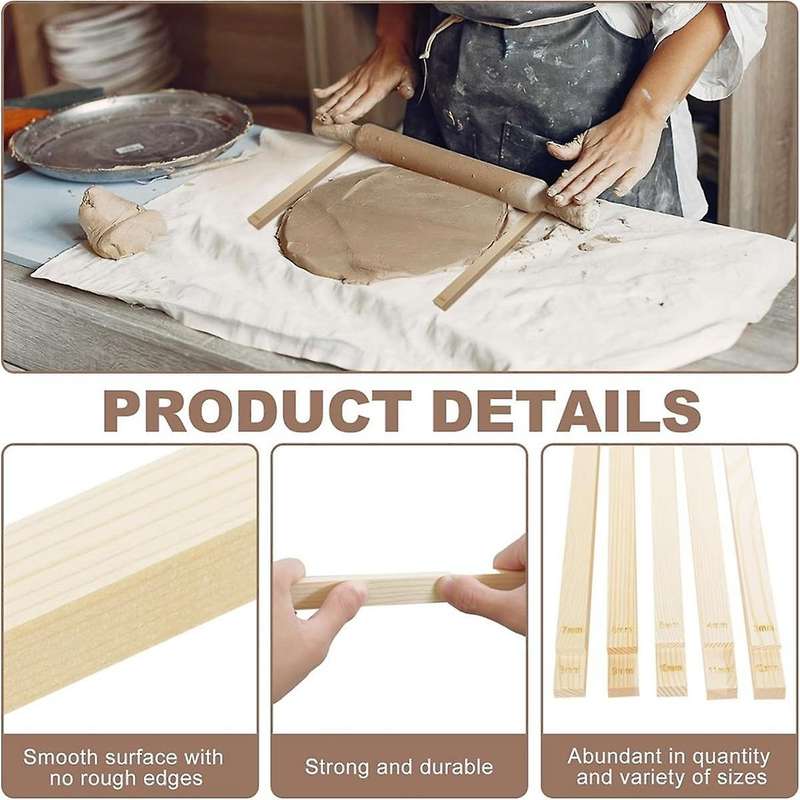 30 Piece Pottery Teaching Rolling Clay Sticks Wooden Clay Roller Guide Clay Tools Wooden Rolling Pin
