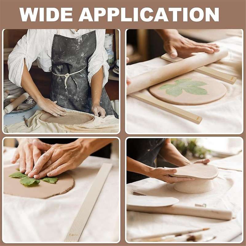 30 Piece Pottery Teaching Rolling Clay Sticks Wooden Clay Roller Guide Clay Tools Wooden Rolling Pin