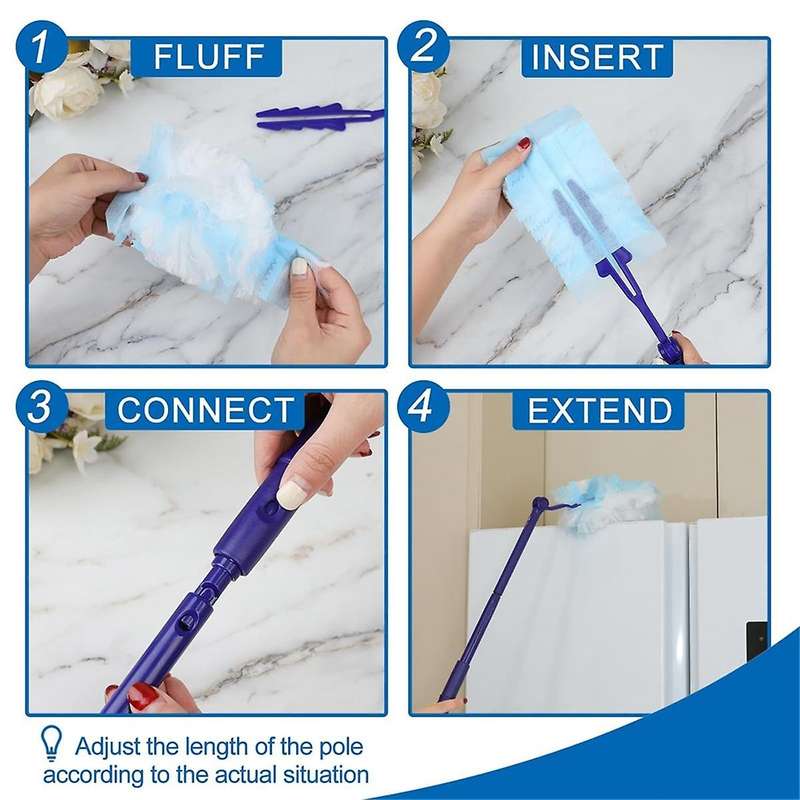 30 Pieces Duster Refills with 2 Long Handle, Disposable Duster Refills Compatible for