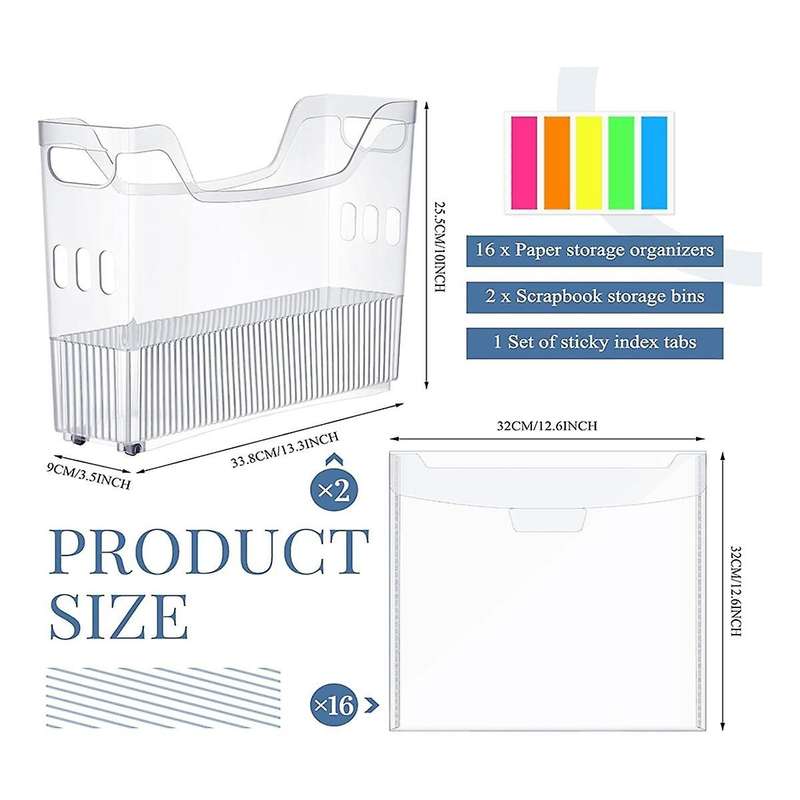 30.48x30.48 cm Storage Box with Labels and 2Scrapbook Paper Storage Craft Paper Organizer Plastic St