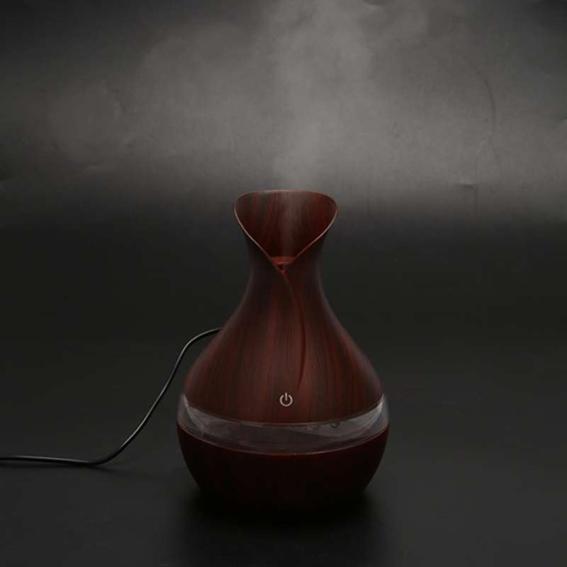 300 Ml Ultrasonic Air Humidifier Essential Oil Diffuser with Wood Grain 7 Color Changing Led Lights