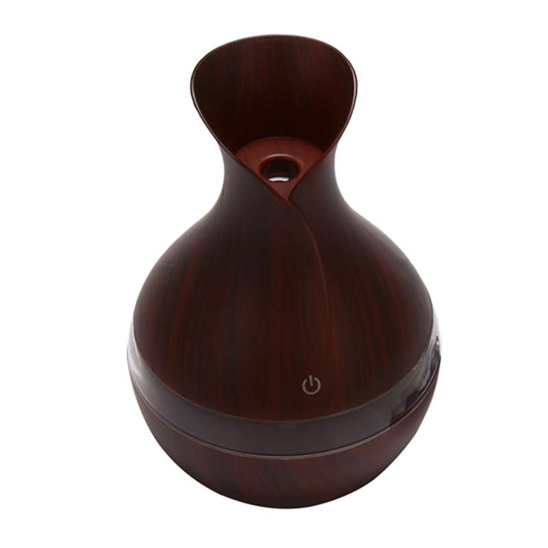 300 Ml Ultrasonic Air Humidifier Essential Oil Diffuser with Wood Grain 7 Color Changing Led Lights