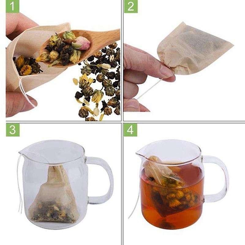 300 Pcs Tea Filter Bag Disposable Paper Tea Bag with Drawstring Unbleached Paper, Suitable for Loos