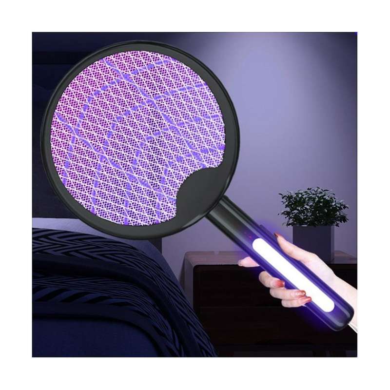 3000v Electric Mosquito Swatter with Lamp Usb Rechargeable Foldable Bug Zapper Summer Fly Swatter/h