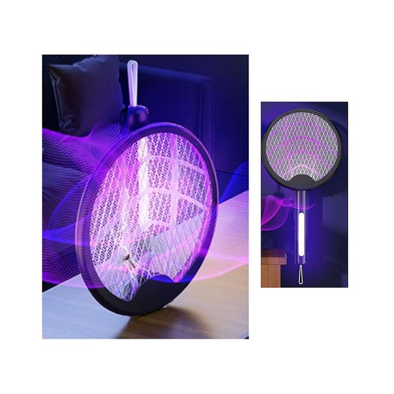 3000v Electric Mosquito Swatter with Lamp Usb Rechargeable Foldable Bug Zapper Summer Fly Swatter/h