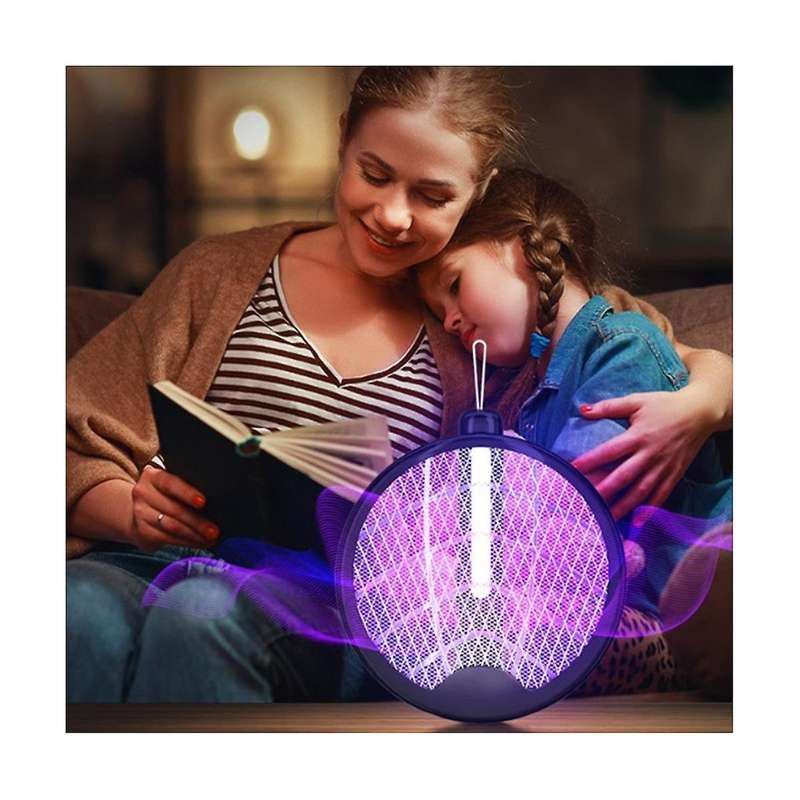 3000v Electric Mosquito Swatter with Lamp Usb Rechargeable Foldable Bug Zapper Summer Fly Swatter/h