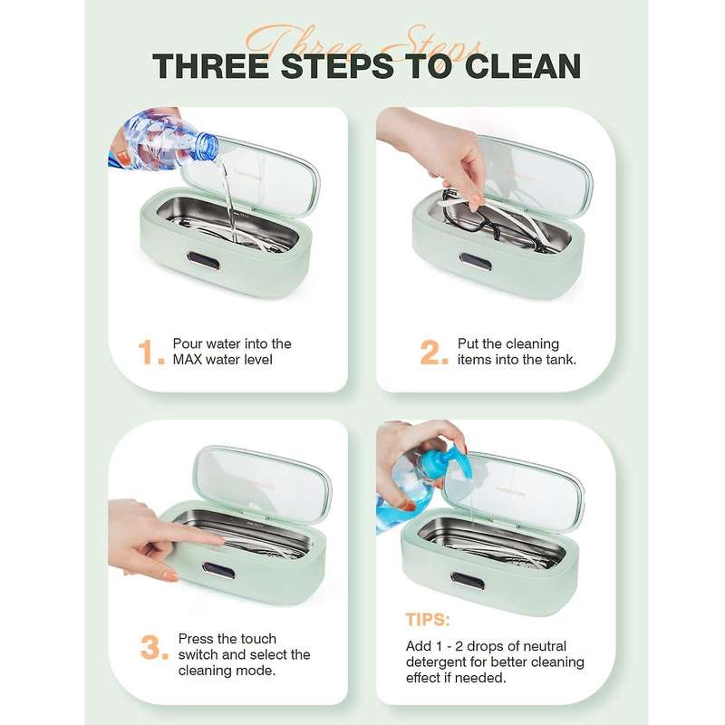 300ML Ultrasonic Jewelry Cleaner Ultrasonic Jewelry Cleaning Machine 45kHz Household Ultrasonic Clea
