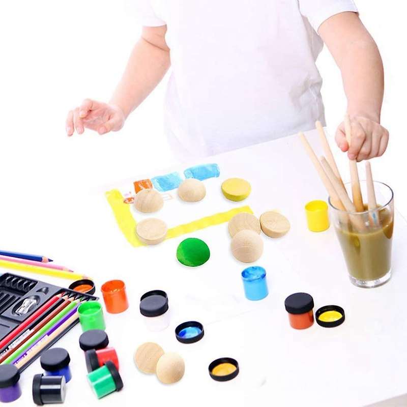 300pcs Split Wood Balls Unfinished Half Wooden Balls Half Round Craft Balls for Diy Craft Arts 15mm