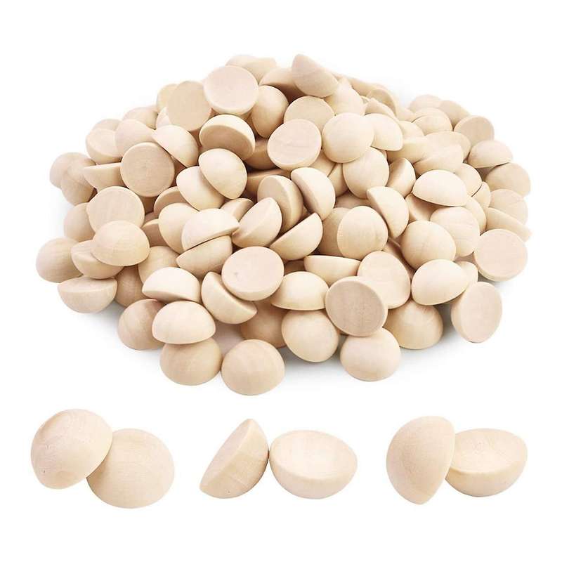 300pcs Split Wood Balls Unfinished Half Wooden Balls Half Round Craft Balls for Diy Craft Arts 15mm