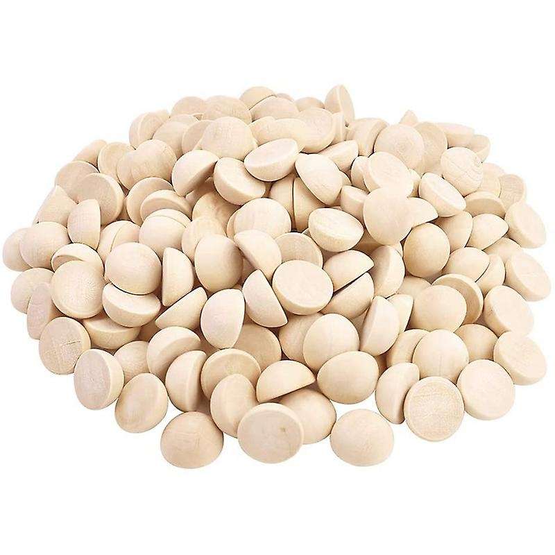 300pcs Split Wood Balls Unfinished Half Wooden Balls Half Round Craft Balls for Diy Craft Arts 15mm