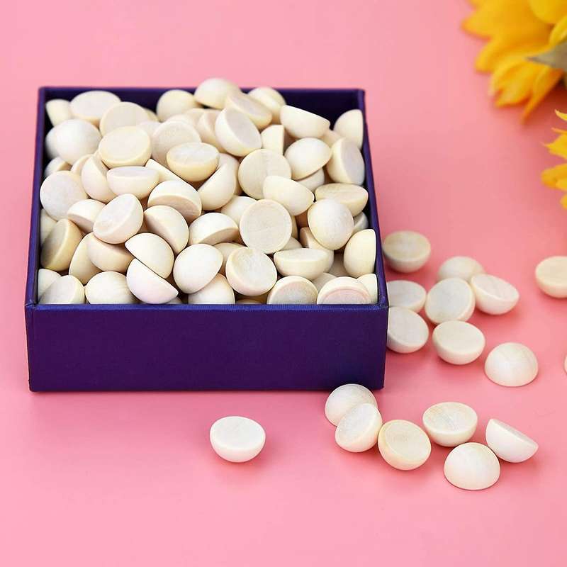 300pcs Split Wood Balls Unfinished Half Wooden Balls Half Round Craft Balls for Diy Craft Arts 15mm