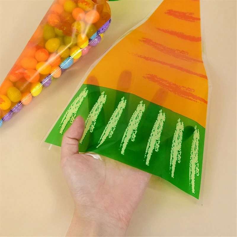300PCS Easter Carrot Candy Bag Children's Day Spring Party Gifts DIY Packaging Decoration Birthday
