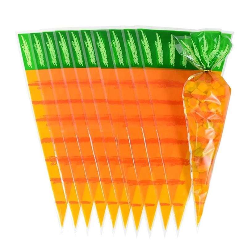 300PCS Easter Carrot Candy Bag Children's Day Spring Party Gifts DIY Packaging Decoration Birthday