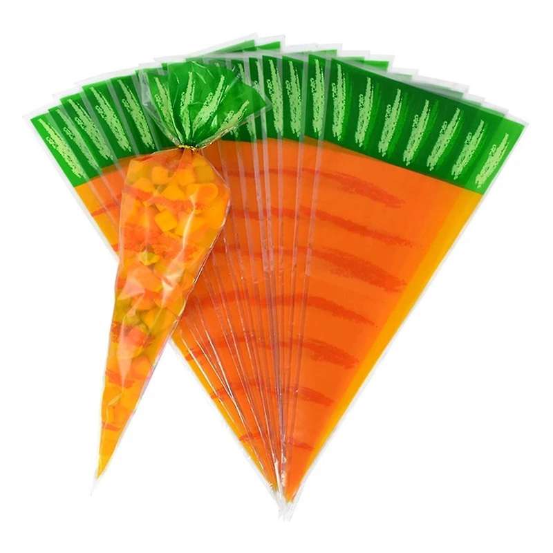 300PCS Easter Carrot Candy Bag Children's Day Spring Party Gifts DIY Packaging Decoration Birthday