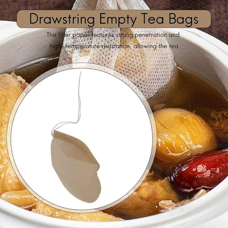 300pcs Tea Filter Bags, Disposable Tea Filter Bags Paper Tea Infuser Drawstring Empty Tea Bags For