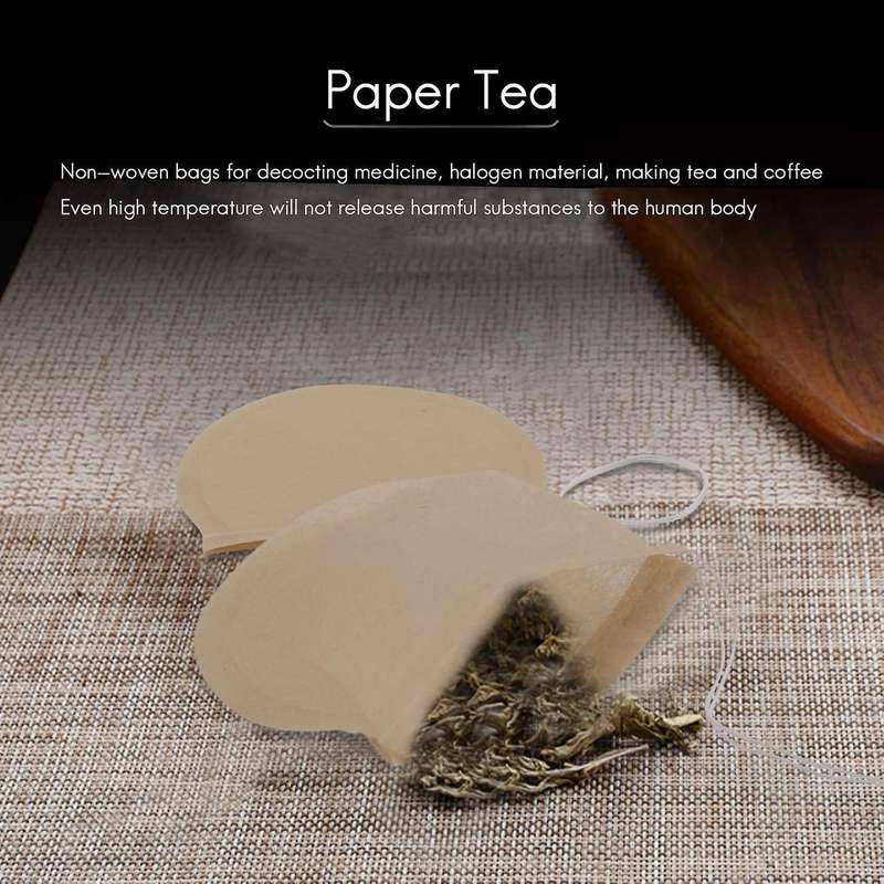 300pcs Tea Filter Bags, Disposable Tea Filter Bags Paper Tea Infuser Drawstring Empty Tea Bags For