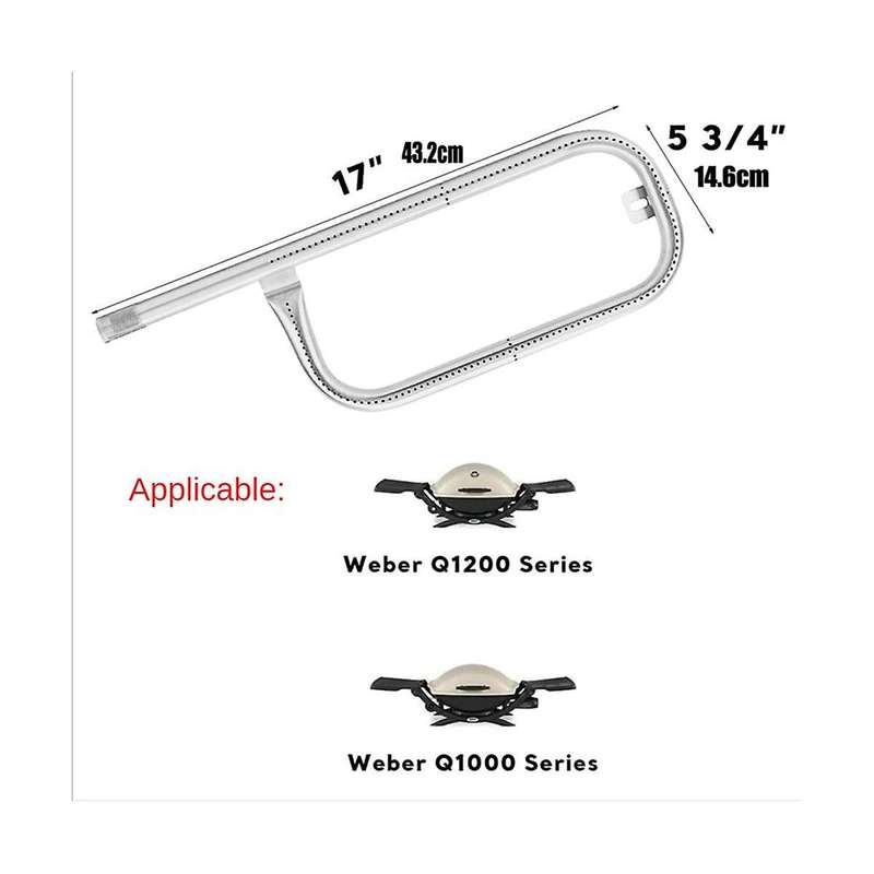 304 Stainless Steel 60040 69957 Grill Burner Tube Replacement for Q100 Q120 Q1000 Q1200 Baby Q Sliv