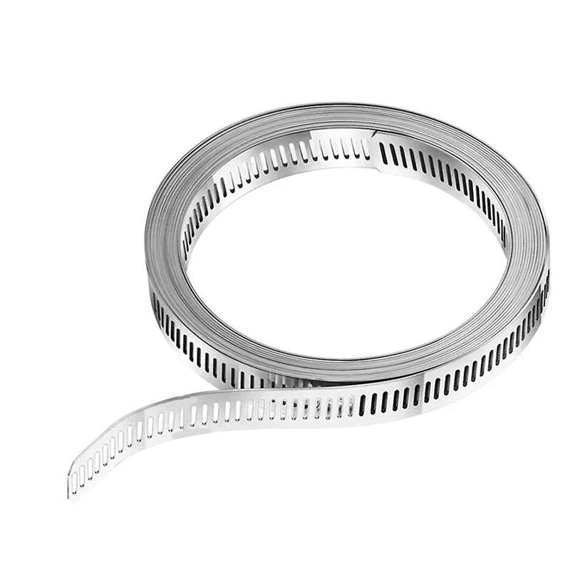 304 Stainless Steel 3.5m Hose Clamp Strap with 8 Fasteners Worm Clamp Adjustable Worm Gear Pipe Duct