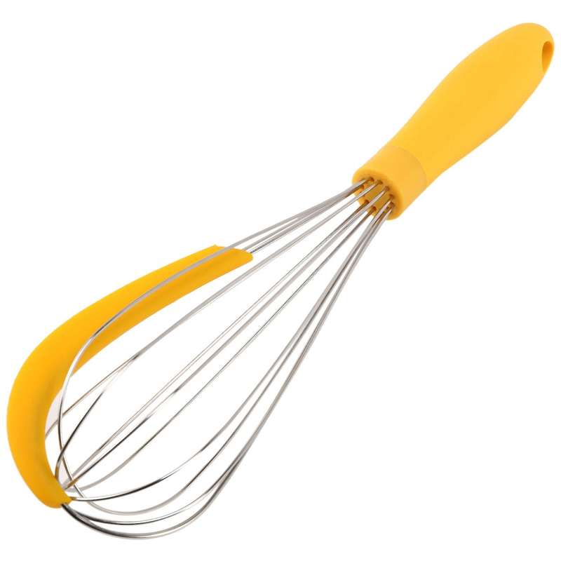 304 Stainless Steel Balloon Whisk with Silicone Scraper - Elegant Handle & Thick Wire Balloon Whisk