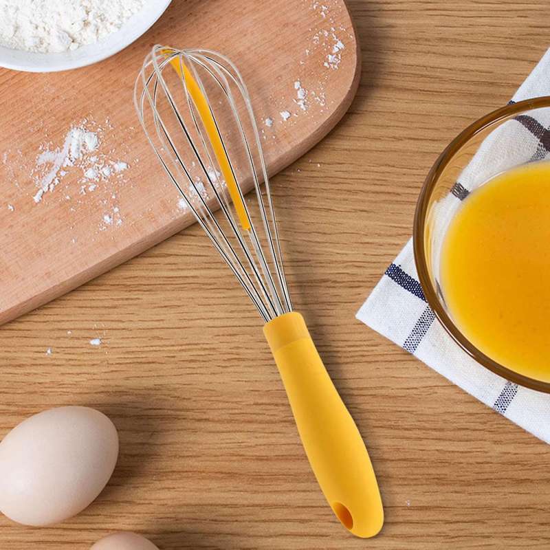 304 Stainless Steel Balloon Whisk with Silicone Scraper - Elegant Handle & Thick Wire Balloon Whisk