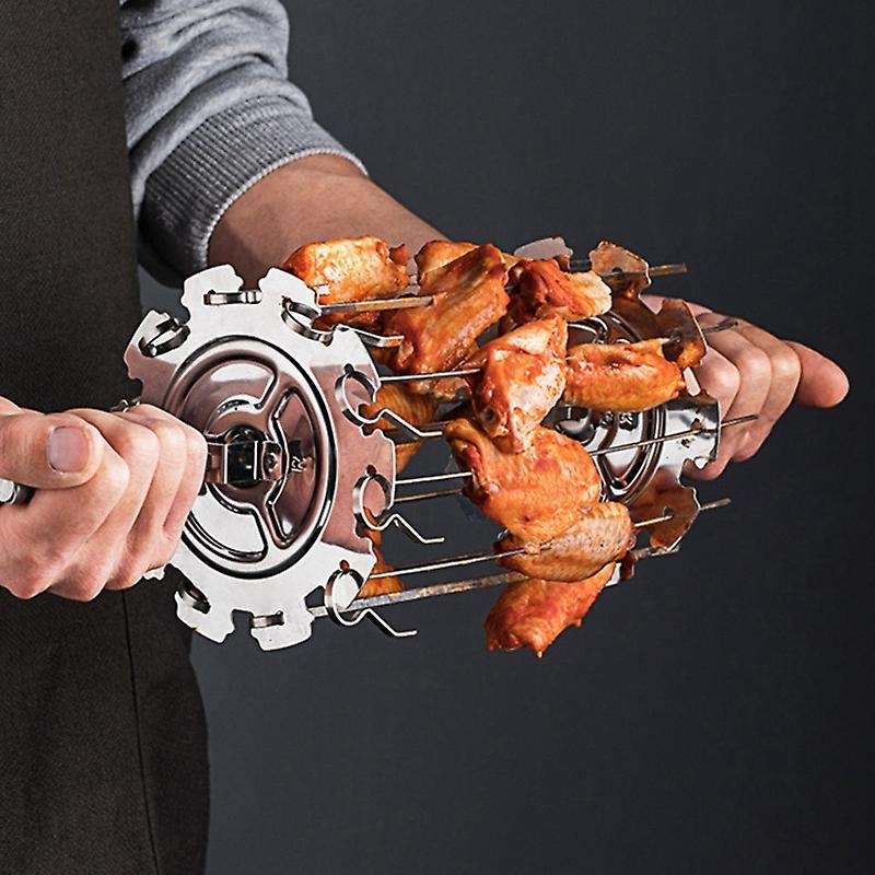 304 Stainless Steel Rotating Grill Skewers BBQ Grill Cage Fryer Lamb Skewers Grill Electric Oven Acc