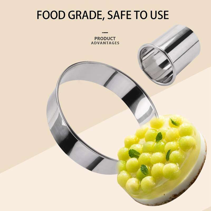 304 Stainless Steel Round Cake Mould Rolling Mousse Ring Fondant Donut 12-Piece Biscuit Mould