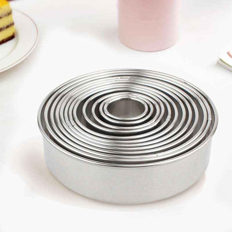304 Stainless Steel Round Cake Mould Rolling Mousse Ring Fondant Donut 12-Piece Biscuit Mould