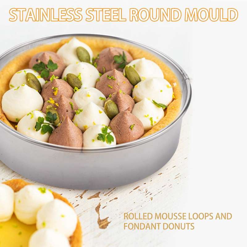 304 Stainless Steel Round Cake Mould Rolling Mousse Ring Fondant Donut 12-Piece Biscuit Mould